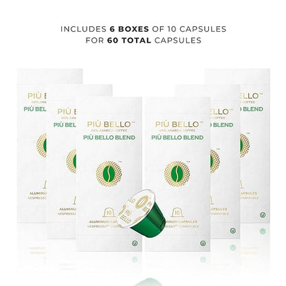 Piu Bello Blend Espresso Coffee Pods for Nespresso Original Machines – Compatible Capsules Pack – Rich & Balanced Taste – Strong Italian Espresso Flavor – Kosher Certified (60 Count, Single Flavor)