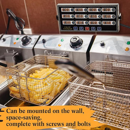 1 Pack 12-Channel Digital Kitchen Timer, Commercial Cooking Timer with Loud Alarm, Large LCD Display, for Restaurants, Baking, Labs, Multiple Independent Countdown Timers