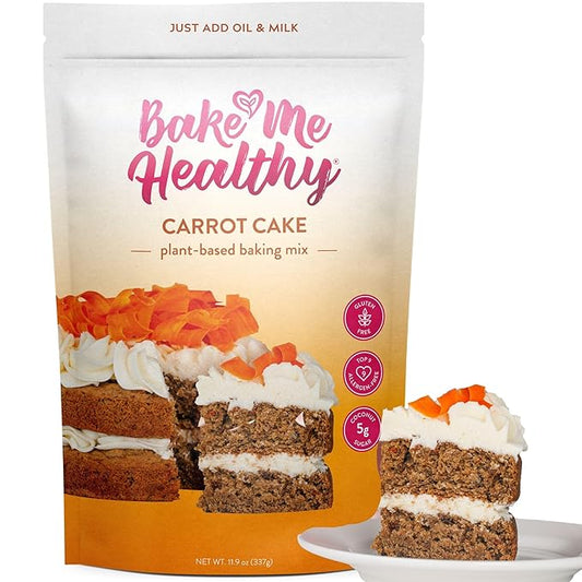 Bake Me Healthy Vegan and Gluten-Free Carrot Cake & Cupcake Mix, 11.9oz (337g) – Dairy-Free, Egg-Free, Nut-Free, Plant-Based, Low Sugar, Allergy-Friendly, Easy to Bake, Made with Upcycled Ingredients