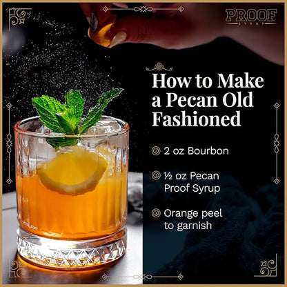 Proof Syrup - Old Fashioned Cocktail Mix - Made with Real Bitters & Cane Sugar - Pecan - Fast, Easy, Delicious, Handcrafted Cocktail Syrup - 4oz