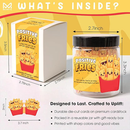 Positive Fries Jar – Funny Christmas Gifts for Tweens, Teens, Boys, Girls, Friends, Students, Emotional Support Fries,Daily Affirmation Jar, Office Desk Room Decor, Cute Stocking Stuffers