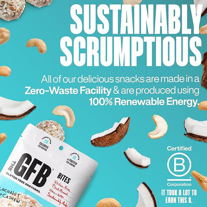 The GFB Coconut Cashew Protein Bites - Gluten Free Protein Balls - Non GMO, Soy Free, Vegan - Snack Size Plant Based Energy Balls, 4 oz (1 Count)