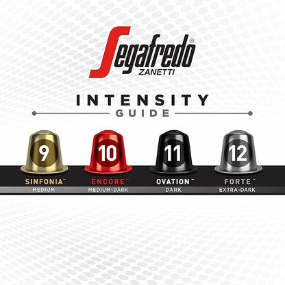 Segafredo Zanetti Espresso Capsules – Aluminum Pods for Nespresso Original Machines – Extra Dark Roast Premium Espresso with a Bold Aroma – Smoky, Intensity 12 – Forte, 10 Count (Pack of 4)