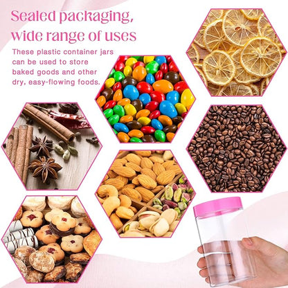 Patelai 4 Pieces Round Wide-mouth Leak Proof Plastic Container Jars with Lids for Travel Storage Makeup Beauty Products Face Creams Oils Salves Ointments DIY Making(12 Ounce,Pink)