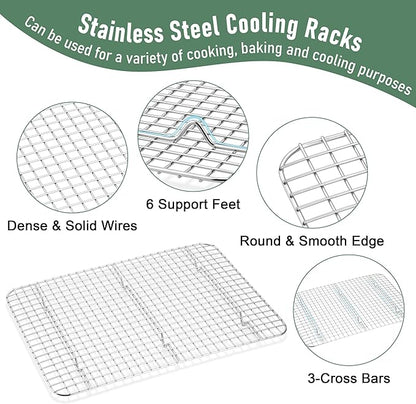 Baking Sheet with Wire Rack, Homikit 16" x 12" Stainless Steel Cookie Sheet Bacon Pan for Oven, Nonstick Jelly Roll Pan Baking Tray with Grid Cooling Rack Set for Cooking Roasting, Dishwasher Safe