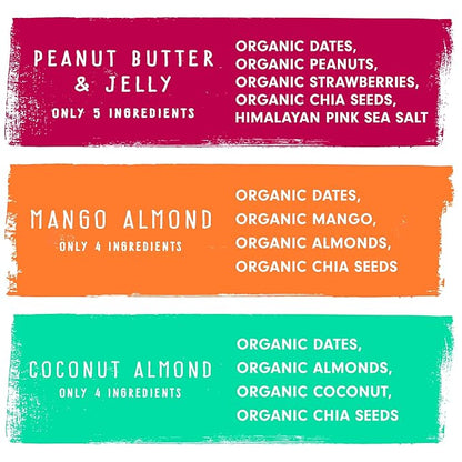 JONESBAR Organic Plant Based Protein Bars | Fruit Lovers Pack | Fruit & Nut Bar, Kosher, Gluten Free, Breakfast Bars, School Snacks, Vegan Snack & Healthy Snacks for Adults and Kids (Pack of 12)