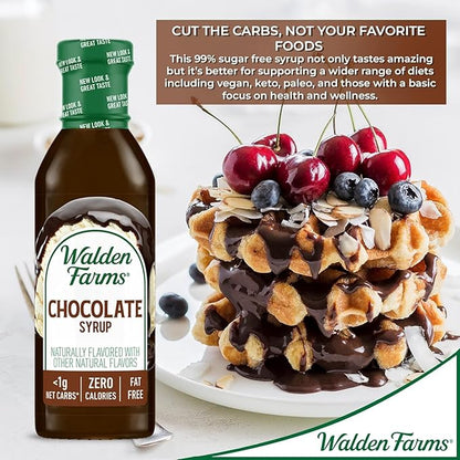 Walden Farms Chocolate Syrup – Perfect for Coffee, Desserts, Ice Cream – Zero Calorie, Sugar-Free, Low Carb, Keto-Friendly, Gluten-Free, Vegan – 2-Pack, 12 oz Bottles