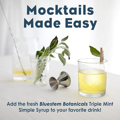 Bluestem Botanicals Organic Triple Mint Simple Syrup, 8 oz, Cocktail and Mocktail Mixer for Drinks, Non-Alcoholic