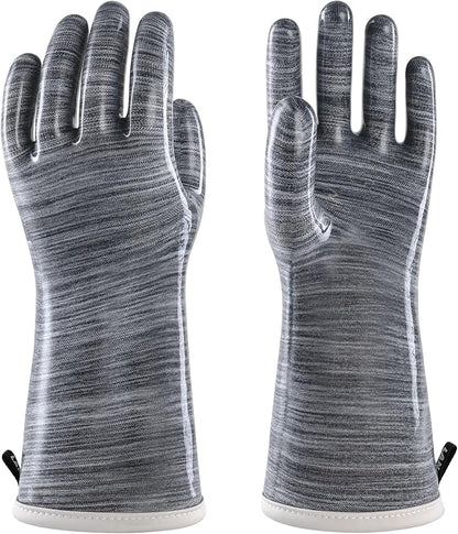wahoo Liquid Silicone Smoker Oven Gloves, Food-Contact Grade, Heat Resistant Gloves for Cooking, Grilling, Baking, Grey, XXL/11