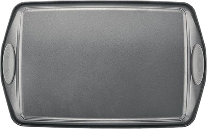 Rachael Ray Nonstick Bakeware Set with Grips, Nonstick Cookie Sheets / Baking Sheets - 3 Piece, Gray with Sea Salt Gray Grips