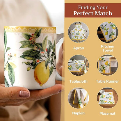 Maison d' Hermine Coffee Mug with Handles Fine Bone China Mugs Pack of Two Tea Cups for Hot Beverages Cappuccino Latte Home Restaurant Office Perfect for Gift (Limoncello, 12 Ounce)