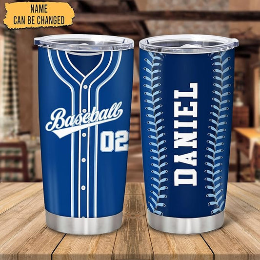 Hyturtle Personalized Baseball Tumbler Baseball Players Design Stainless Steel Double Walled Vacuum Insulated Tumblers 20oz30oz Coffee Travel Mug Cup Christmas Gift For Men Boys Friends Dad Sports Fan