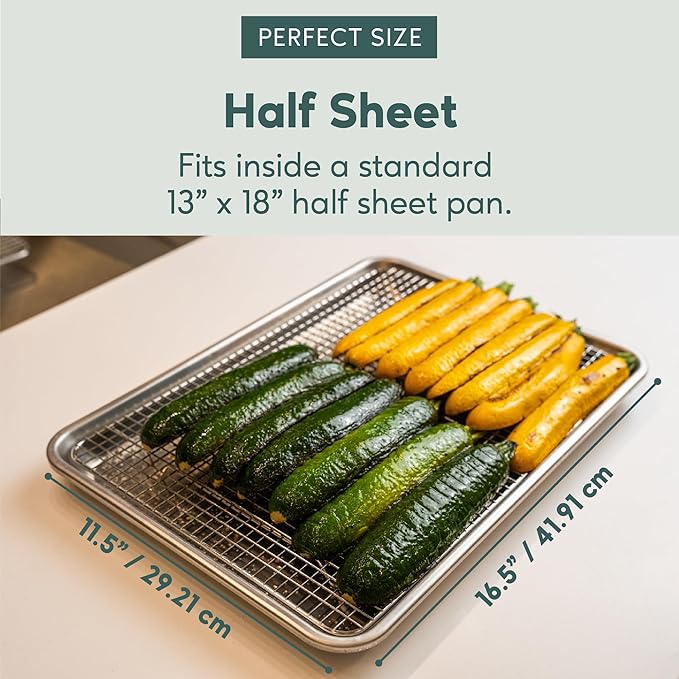 Ultra Cuisine Heavy Duty 100% Stainless Steel Cooling Rack for Cooking and Baking - Baking Rack & Wire Cooling Rack - Fits Half Sheet and Jelly Roll Sheet Pans - 11.5''x16.5'' & 10''x14.75''
