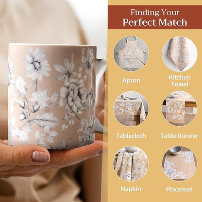 Maison d' Hermine Coffee Mug with Handles Fine Bone China Mugs Pack of One Tea Cups for Hot Beverages Cappuccino Latte Home Restaurant Office Perfect for Gift (Pretty Autumn - Mono Autumn, 12 Ounce)