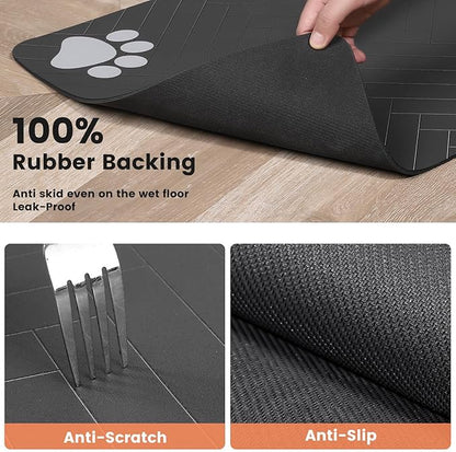 Pet Feeding Mat-Absorbent Pet Placemat for Food and Water Bowl, with Waterproof Rubber Backing, Quick Dry Water Dispenser Mat for Dog and Cat (16"x24", Coffee)
