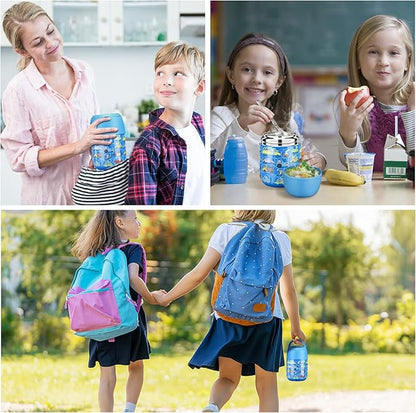 17 oz Insulated Lunch Containers Hot Food Jar, Wide Mouth Lunch Thermo for Kids Adults, Vacuum Stainless Steel Lunch Box With Handle Folding Spoon for School, Office Blue - Car