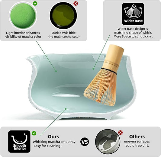 TEANAGOO Matcha Whisk Set 7pcs+2Cups(7.2oz),Ceramic Matcha Set,Matcha Kit for Ceremony,Matcha Tea Set for Making Breakfast,Matcha Whisk Set and Bowl with Scoop&Sifter,Gift for Matcha Lover
