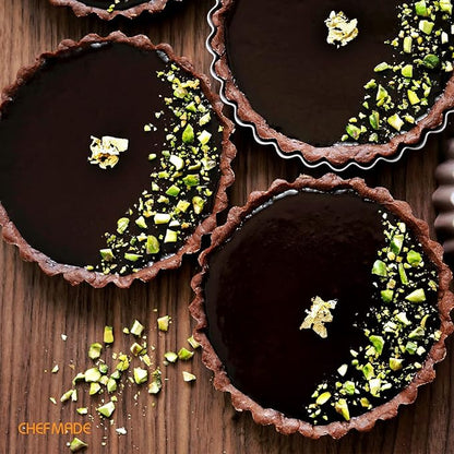 CHEFMADE Round Tart Pan, Non-Stick 4 Inch 4Pcs Quiche Pan
