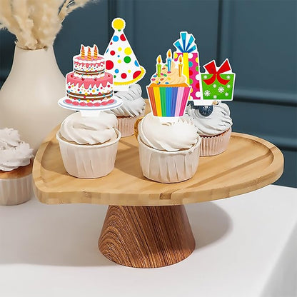 48pcs Happy Birthday Cupcake Toppers Colorful Birthday Cupcake Picks Decorations for Boy Girl Birthday Party Supplies
