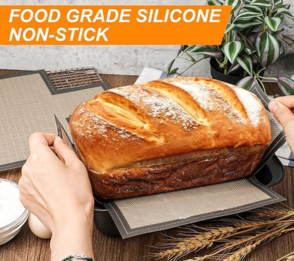 Silicone Bread Loaf Pan Liner, 2 Pack Reusable Silicone Bread Sling Loaf Pan Lifters for 9x5" or 1.5lb Loaf Pans, Nonstick Dough Transfer Tool for Baking