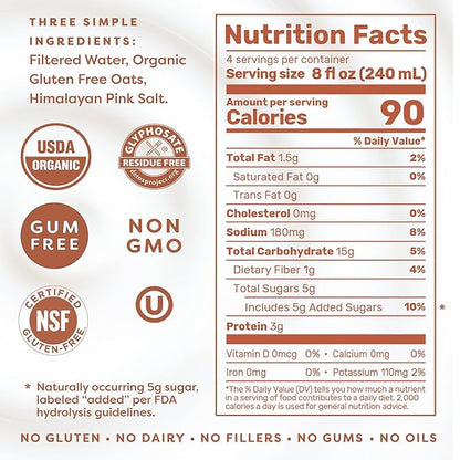 MALK Oat Milk (32oz, Pack of 6) Original Shelf Stable Organic Oat Milk, Non GMO, Dairy Free, Vegan, Plant Based, No Gums or Fillers - Barista Malk Oatmilk for Smoothies, Cereal, Creamy Lattes, Coffee