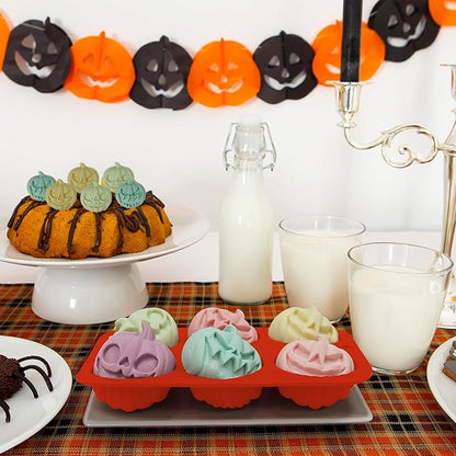 2Pcs Halloween Pumpkin Molds Silicone for Chocolate Candy, 3D Halloween pumpkin Molds Silicone for Candy Gummy (Pumpkin)