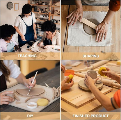 MECCANIXITY 8Pcs Pottery Teaching Rolling Mud Stick Guides, 13" x 0.8" Wood Clay Roller 4 6 8 10mm Thick Ceramic Tools Strips Rolling Guides for Clay Thickness DIY Craft