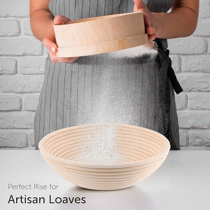 Bread Proofing Baskets for Sourdough Bread Baking - 7" and 9" Round Banneton Baskets with Liners, Made of the Finest Indonesian Rattan - Bake Perfect Artisan Bread Loaves at Home Like a Pro