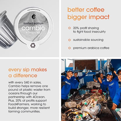 CAMBIO ROASTERS Pumpkin Spice Coffee Pods – Small Batch Medium Roast 100% Arabica Coffee Pod, Recyclable in Aluminum Pods – Keurig-Compatible, 60-Count