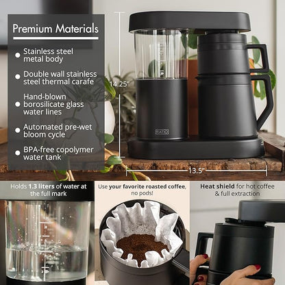Ratio Six Series 2 Coffee Machine - Automatic Drip Coffee Maker - 1.25L/40oz - Brews 2-8 Cups - Matte Black