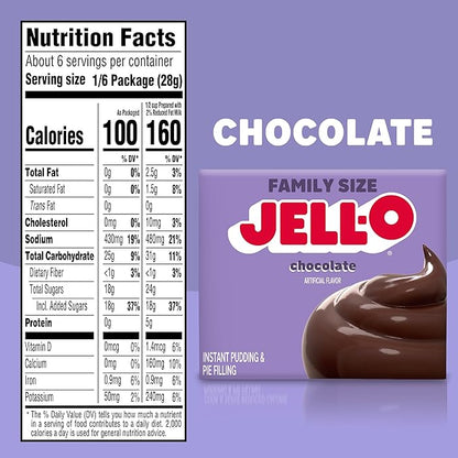 Jell-O Chocolate Instant Pudding & Pie Filling Mix, 5.9 oz Box, As Seen on TikTok