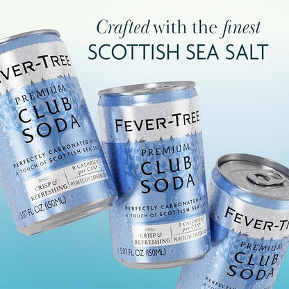 Fever-Tree Club Soda - Premium Quality Mixer - Refreshing Beverage for Cocktails & Mocktails. Naturally Sourced Ingredients, No Artificial Sweeteners or Colors - 5.1 Fl Oz Cans - Pack of 8