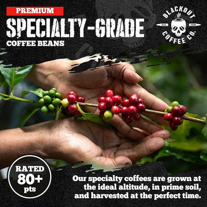 Blackout Coffee Pitch Black Espresso Ground Coffee – Extra Dark Roast, European-Style, Bold & Aromatic – Freshly Roasted 12oz Bag, American Made