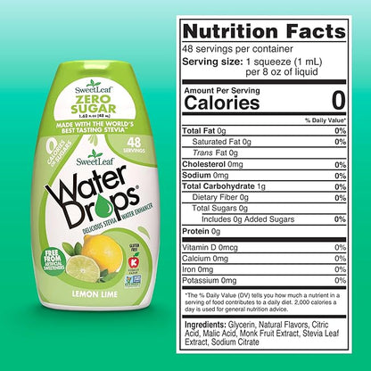 SweetLeaf Water Drops, Lemon Lime – Water Enhancer, Sugar Free Stevia Water Flavoring Drops, 1.62 Oz Ea (Pack of 6)