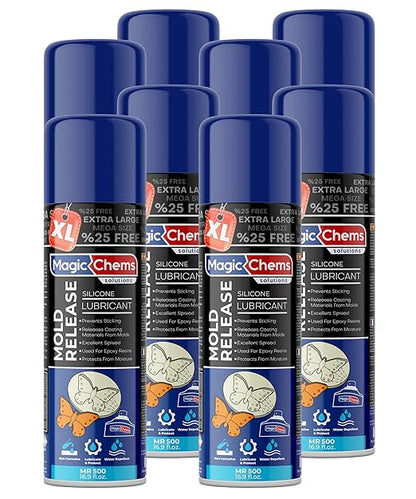 Mold Release, Silicone Mold Release Spray (8x16.9 fl oz/500ml) Mold Release for Epoxy Resin and Candle Mold Release Spray (8 Pack Mega Size)