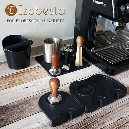 Coffee Tamper Mat for Portafilter - Silicone Tamping Pad -Espresso Machine Accessories (Black)