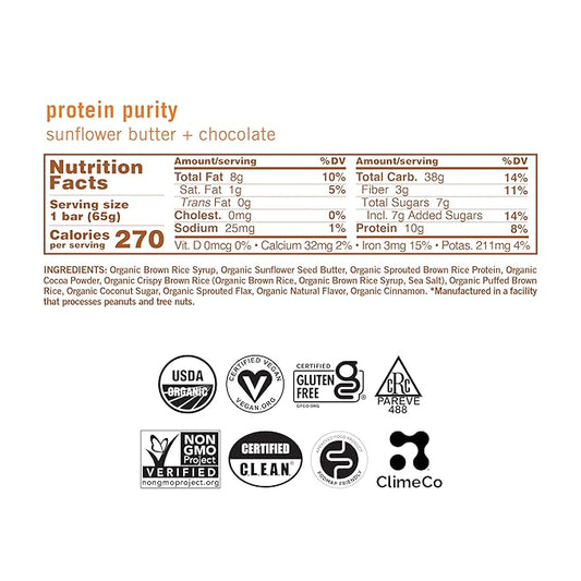 GoMacro MacroBar Organic Vegan Protein Bars - Sunflower Butter + Chocolate (2.3 Ounce Bars, 12 Count