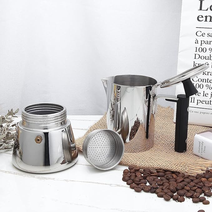 Easyworkz Pedro Stovetop Espresso Maker 6Cup 300ml Stainless Steel Italian Coffee Machine Maker Moka Pot Induction Espresso Pot