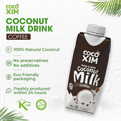 COCOXIM Ready to Drink Coffee Coconut Milk – 11 oz (Pack of 12) | 100% Vegan & Plant Based | Halal & Kosher Certified | Gluten & Lactose Free | Perfect to Add to Cereals, Smoothies and Desserts