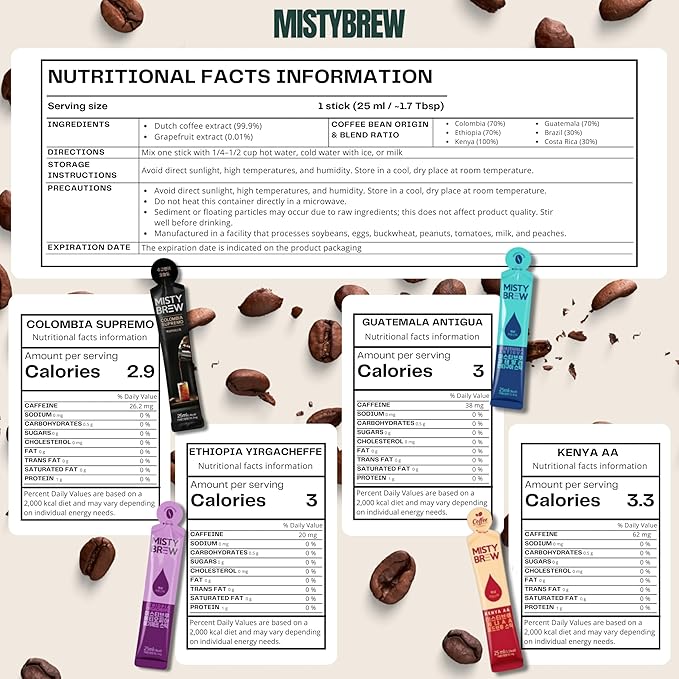 Cold Brew Coffee Concentrate liquid, Single Serve Coffee Sticks, MistyBrew, Imported from Korea, Premium coffee (10 stickes, Yirgacheffe)