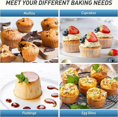 2 Packs 24 Cups Silicone Muffin Pan with Metal Reinforced Frame Mini Size Cupcake Pan Tray Egg Bites Cookie Molds Muffin Tin Tart Pans chocoflan mold Baking Sheet Set Breakfast Sandwiches