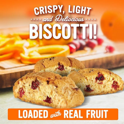 Cooper Street Twice Baked Orange Cranberry Biscotti Cookies - Light and Crispy Coffee Cookie Bites - Traditional Low Calorie Italian Snacks for Adults & Kids - Kosher, Dairy, Peanut & Soy Free - 5oz