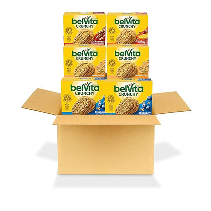 belVita Breakfast Bars Biscuits Variety Pack, 4 Flavors, 30 Total Packs, Christmas Stocking Stuffers, 6 Boxes (4 Biscuits Per Pack)