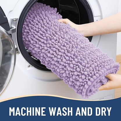 Arotive Luxury Chenille Bathroom Rug Mat, Extra Soft Thick Absorbent Shaggy Bath Rugs, Non-Slip Machine Wash Dry, Plush Bath Mats for Bathroom, Shower and Tub, 24x16, Light Purple