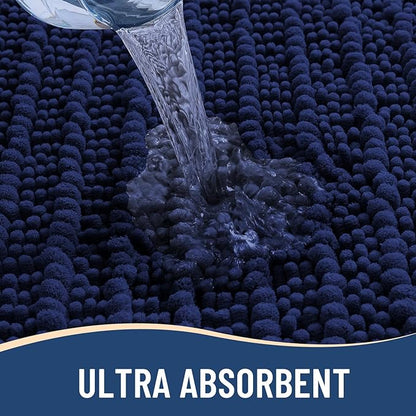 Arotive Luxury Chenille Bathroom Rug Mat, Extra Soft Thick Absorbent Shaggy Bath Rugs, Non-Slip Machine Wash Dry, Plush Bath Mats for Bathroom, Shower and Tub, 47x24, Navy