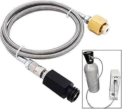Upgrade Soda Machine Co2 Adapter Hose with High Pressure 60in Stainless Steel Hose,CGA320 to TR21-4 Carbonated Water Soda Maker Co2 Fill Kit Compatible with OneTouch/Jet/Aqua Fizz Soda Maker