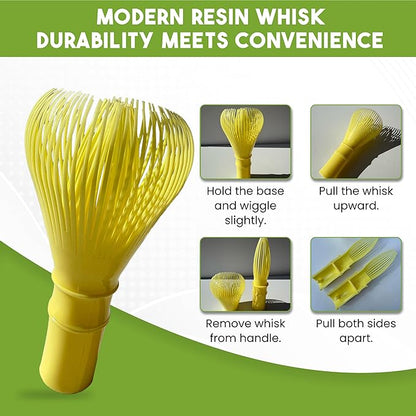 HAPPY PATH & CO Matcha Whisks for Japanese Matcha Tea - 100 prong Bamboo & Resin Whisk for Latte | Chasen Matcha Whisk | Traditional & Modern Whisks | Sustainable & Reusable Whisks for Koicha, Usucha
