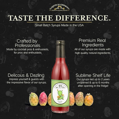 Liquid Alchemist Prickly Pear Syrup for Cocktails - Real Ingredients Make our Prickly Pear Puree a Perfect Margarita Mix - Our Vegan Drink Syrups are Non-GMO & Last up to 2 Years (12 oz)