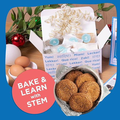 BāKIT Box Holiday Cookie Kit for Kids | Christmas Gingersnap Baking Mix + 12 Days of Christmas Activity Booklet | DIY Gingerbread Cookie Kit