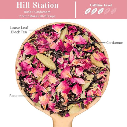 The Chai Box - Premium Rose Chai Tea - Makes 25 Servings - Loose Leaf Black Tea w/Rose Petals & Cardamom - Featured in Oprah's Favorite Things - Made in Small Batches w/Single-Origin Spices - 2.5oz